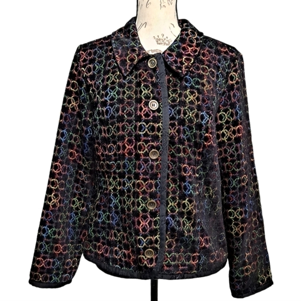 Christopher & Banks Rainbow Tweed‎ Blazer XL Vintage Boho Suit Jacket Lined